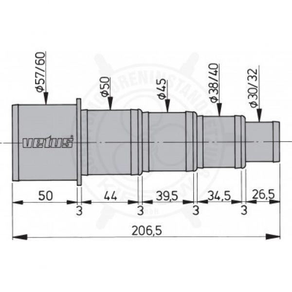 Reduzierverbinder für Schlauch Vetus 30-60mm